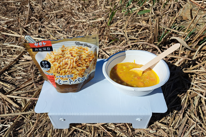 ミートパスタとかぼちゃスープ